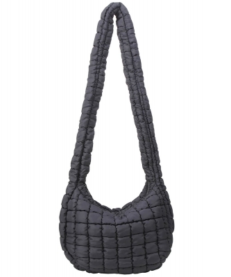 Puffy Quilted Nylon Shoulder bag Hobo NQ130 BLACK